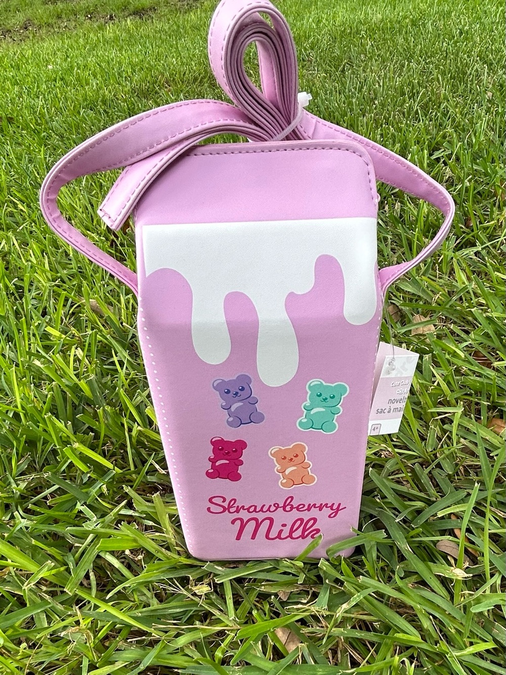 Strawberry Milk Crossbody Bag - Cute Gummy Bear Design